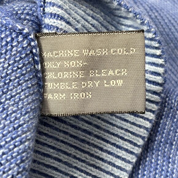 TALBOTS MENS VTG BLUE COTTON V-NECK LONG SLEEVE SWEATER MED Coastal Preppy - Picture 10 of 13